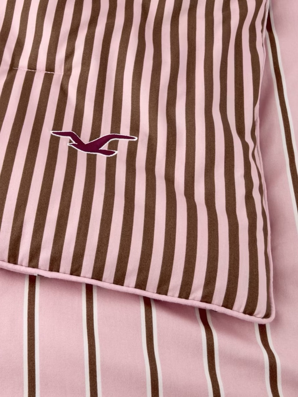 Twin/TwinXL Percale Patchwork Comforter Set Pink Brown Stripe Hollister Target